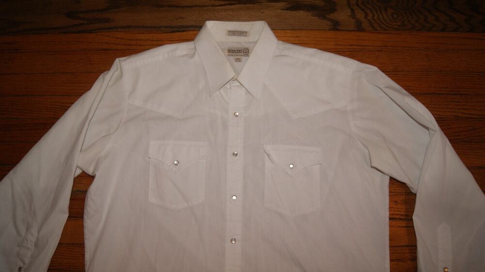 VTG 80s Sheplers Western Shirt Mens XL 17-35 White Pearl Snap Long Sleeve Cowboy